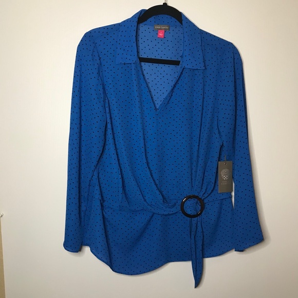Vince Camuto Long Sleeve Belted Top - Size: S - Picture 13 of 16